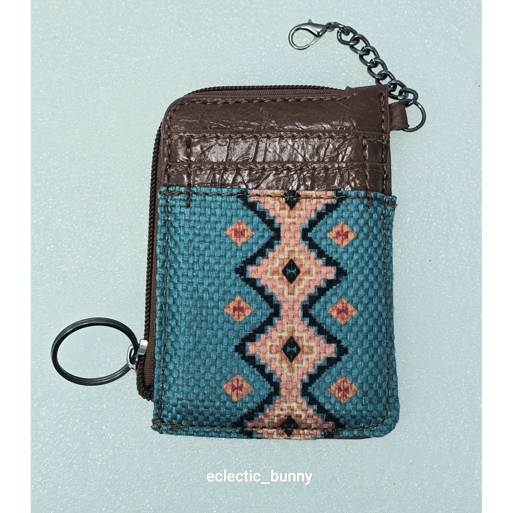 Wrangler Turquoise Aztec Zip Card Case
